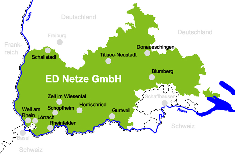 Versorgungsgebiete Karte von ED Netze